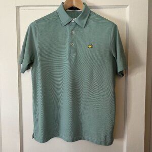 Masters Collection Golf Polo Green & White Micro Stripe - Men's Small
